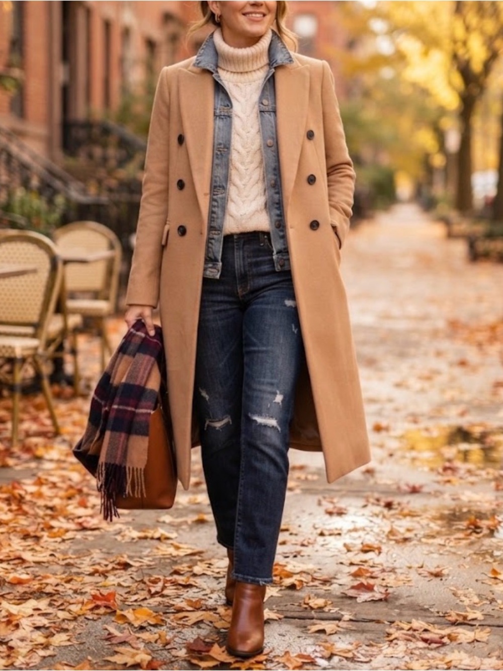 Ann Taylor LOFT Wool Blend Camel Double-Breasted Top Coat Medium